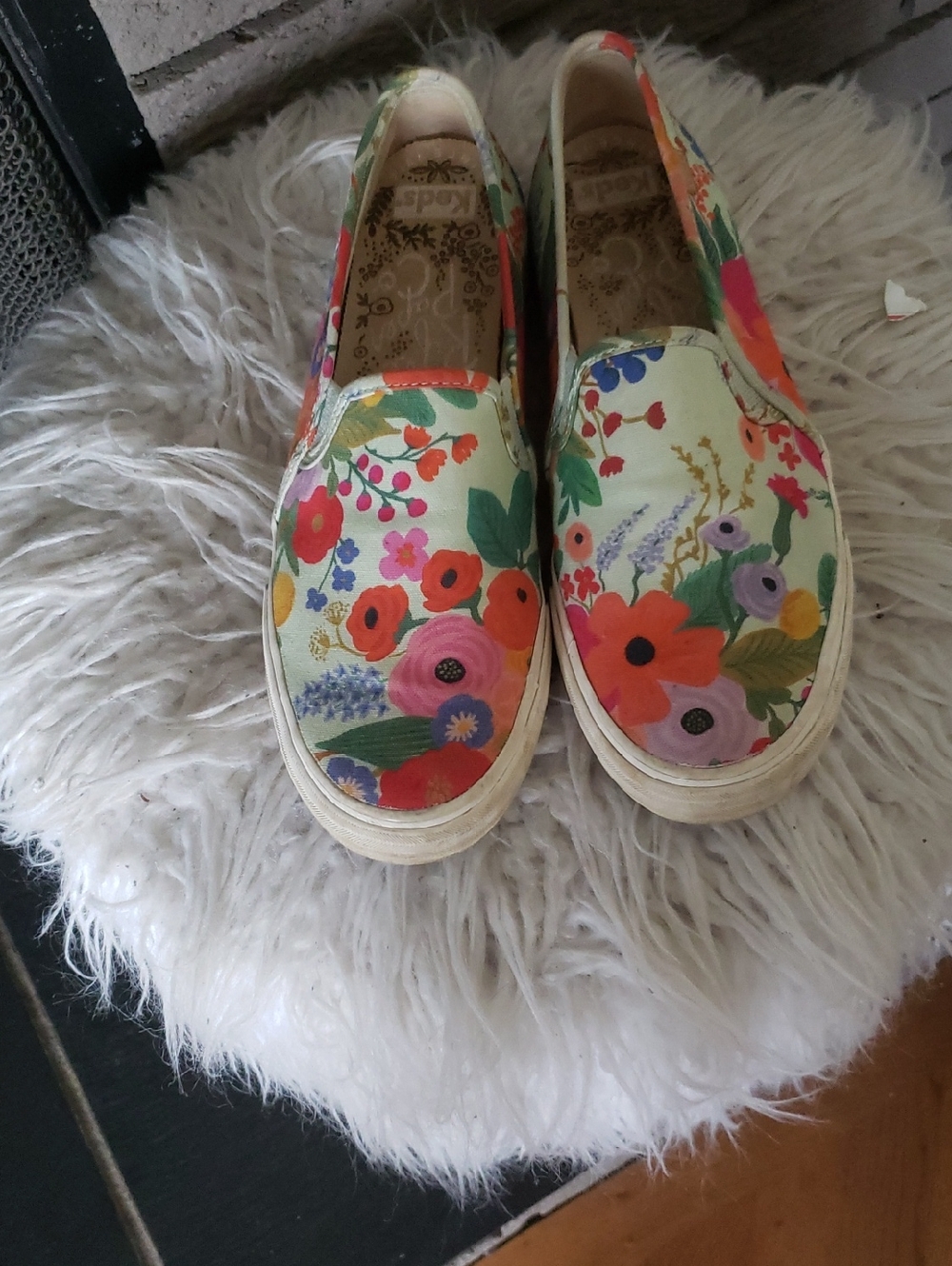 Keds Floral Canvas Slip-On in Mint with Multicolor Blooms